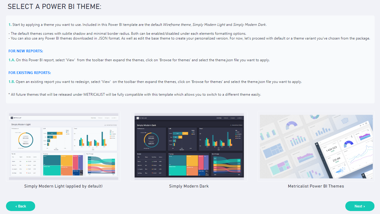 Power BI Wireframe Template and Theme Metricalist